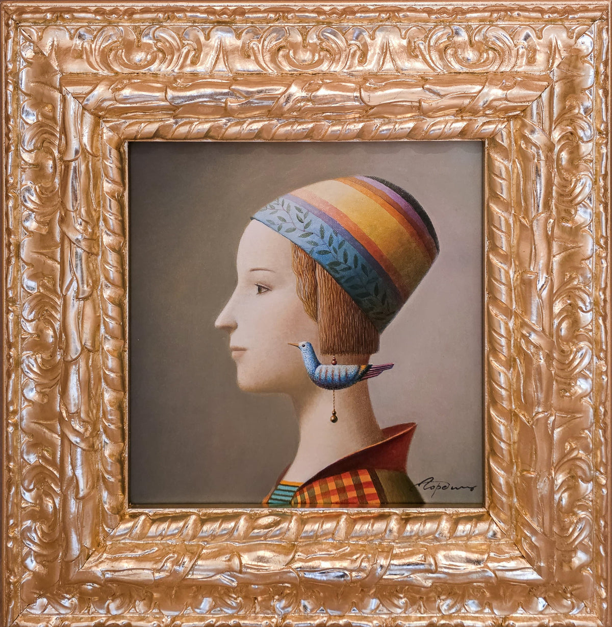 Woman with Bird Earrings